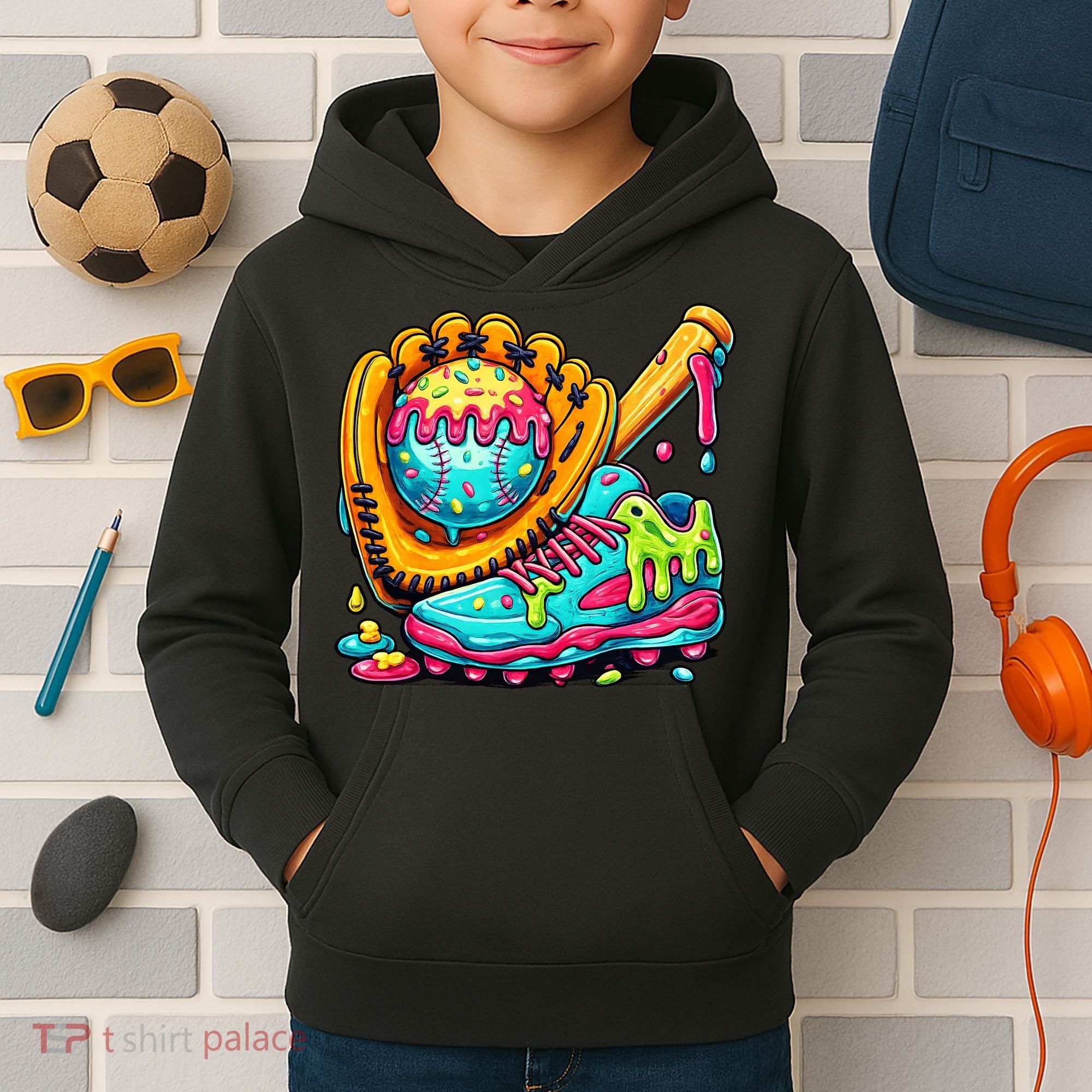 Ice Cream Drip Baseball Stuff Kids Hoodie