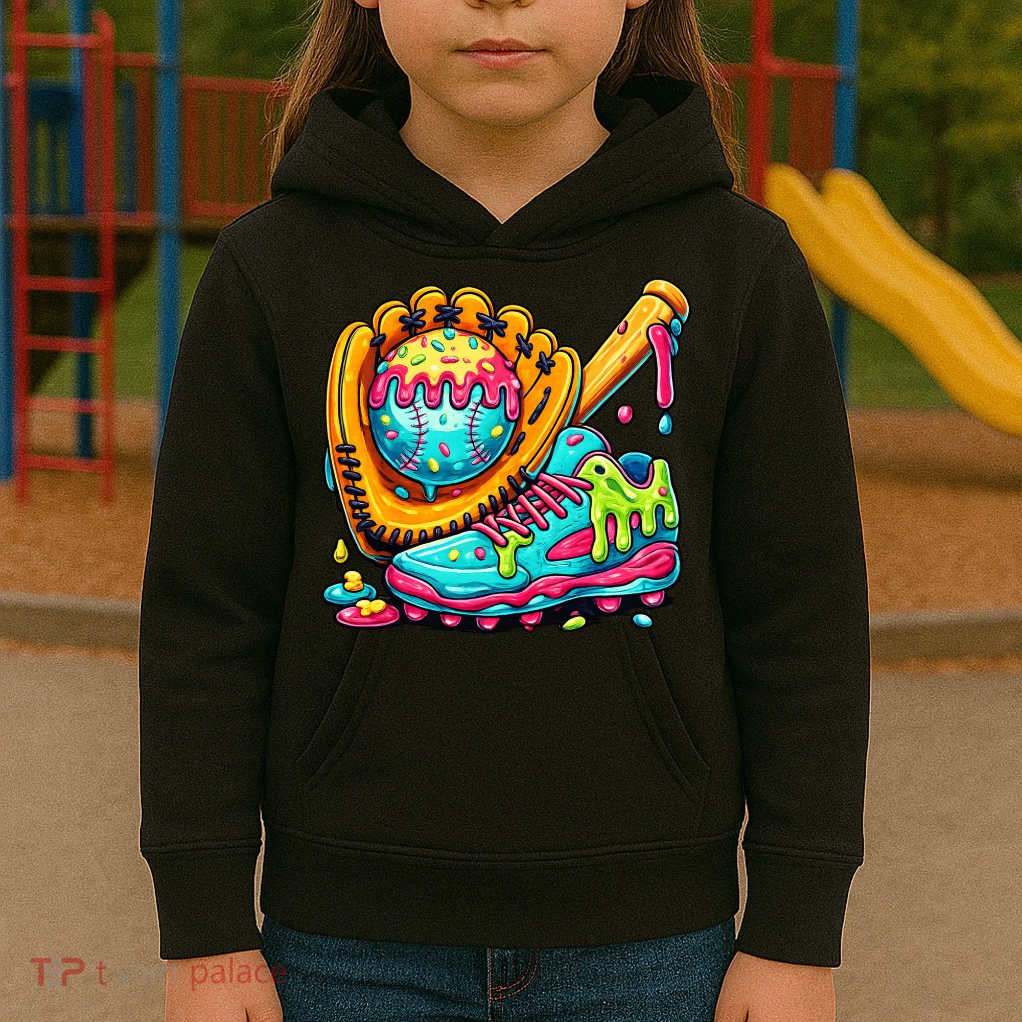 Ice Cream Drip Baseball Stuff Kids Hoodie