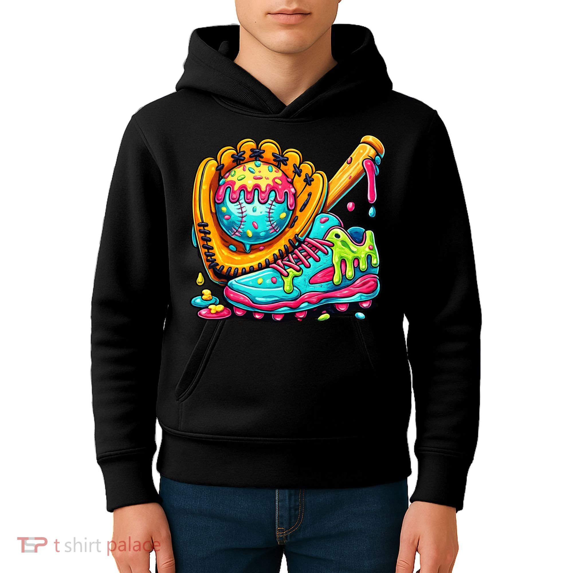Ice Cream Drip Baseball Stuff Kids Hoodie