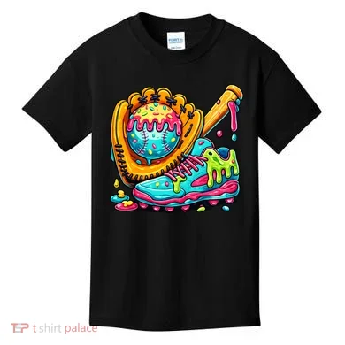Ice Cream Drip Baseball Stuff Kids T-Shirt