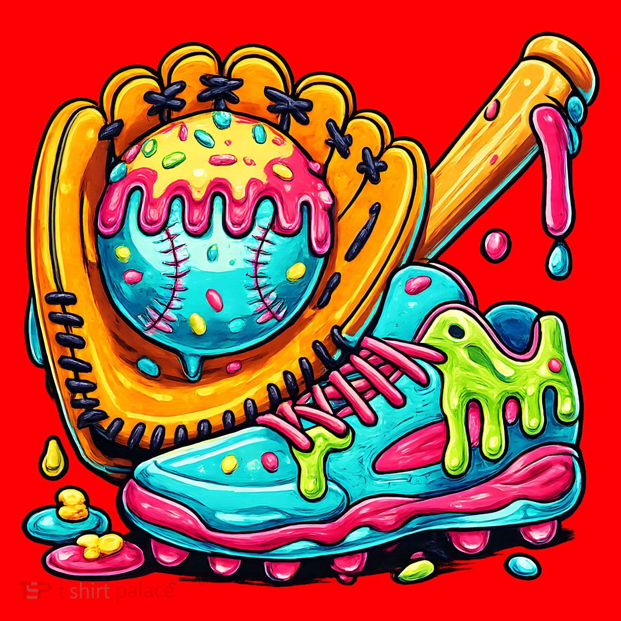 Ice Cream Drip Baseball Stuff Santa Hat
