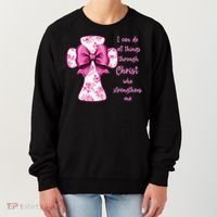 I Can Do All Things Through Christ Toile Cross And Bow Women's Sweatshirt thumb 0