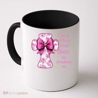 I Can Do All Things Through Christ Toile Cross And Bow Coffee Mug thumb 0