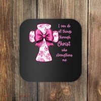 I Can Do All Things Through Christ Toile Cross And Bow Coaster thumb 0
