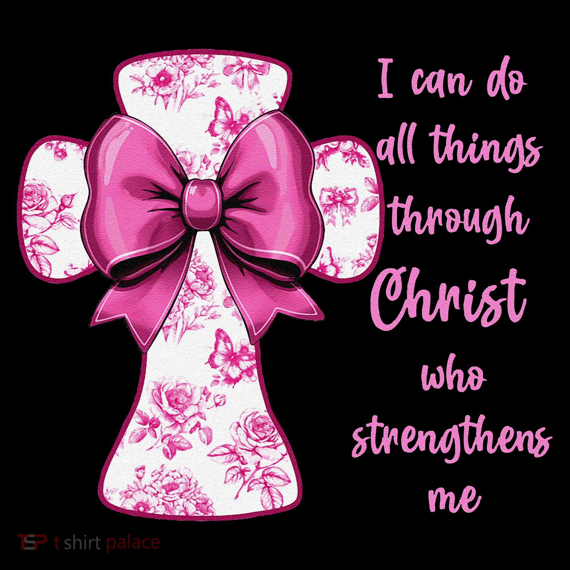 I Can Do All Things Through Christ Toile Cross And Bow Women's Hoodie