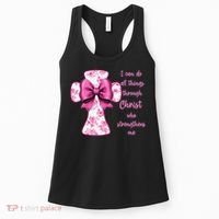 I Can Do All Things Through Christ Toile Cross And Bow Women's Tank Top thumb 0