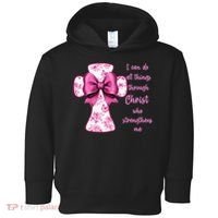 I Can Do All Things Through Christ Toile Cross And Bow Toddler Hoodie thumb 0