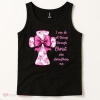 I Can Do All Things Through Christ Toile Cross And Bow Tank Top thumb 2