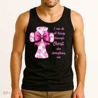 I Can Do All Things Through Christ Toile Cross And Bow Tank Top thumb 3