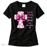 I Can Do All Things Through Christ Toile Cross And Bow Women's T-Shirt thumb 0