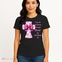 I Can Do All Things Through Christ Toile Cross And Bow Women's T-Shirt thumb 4