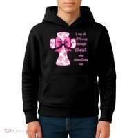I Can Do All Things Through Christ Toile Cross And Bow Kids Hoodie thumb 4