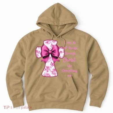 I Can Do All Things Through Christ Toile Cross And Bow Hoodie