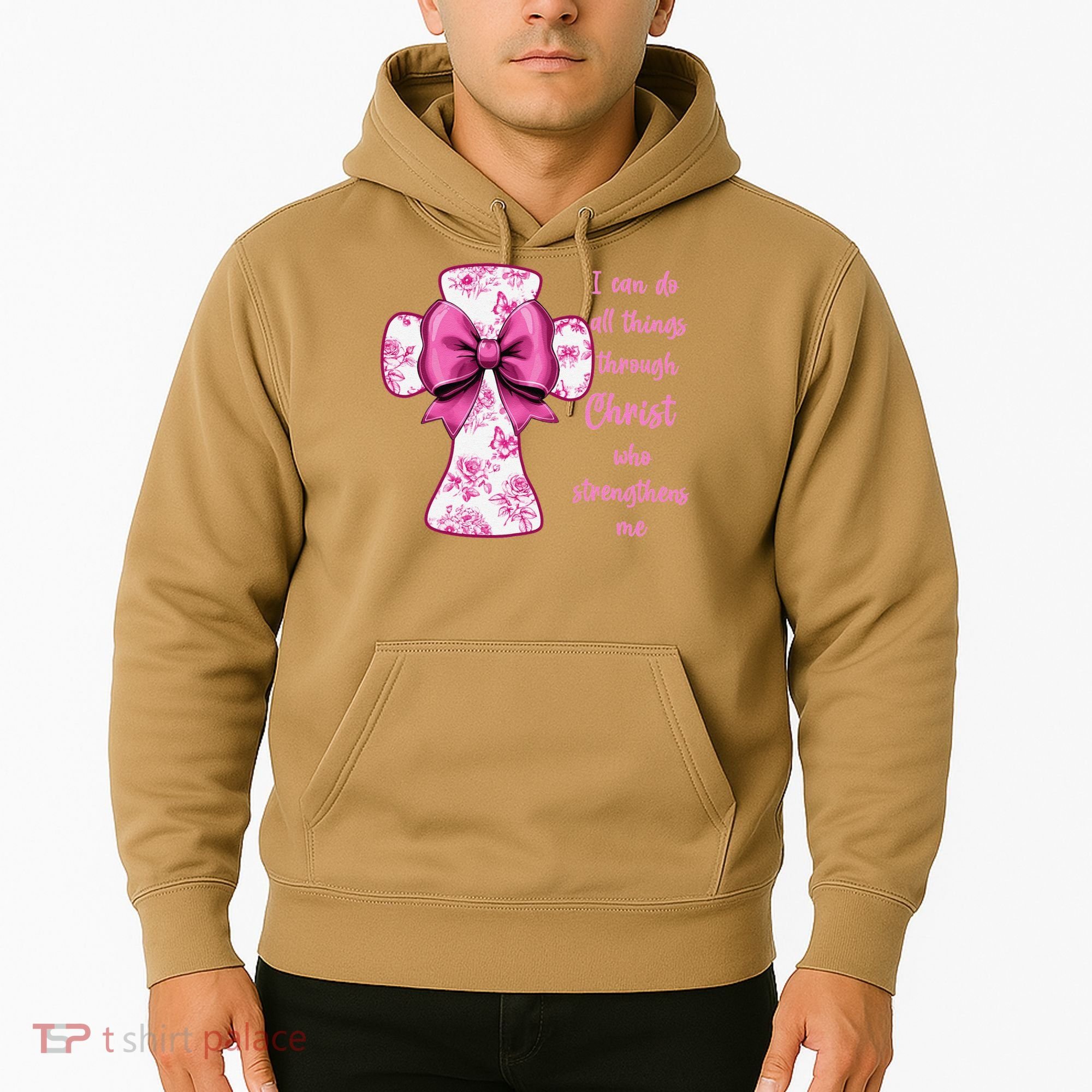 I Can Do All Things Through Christ Toile Cross And Bow Hoodie