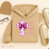 I Can Do All Things Through Christ Toile Cross And Bow Hoodie thumb 4