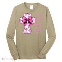 I Can Do All Things Through Christ Toile Cross And Bow Long Sleeve Shirt thumb 0