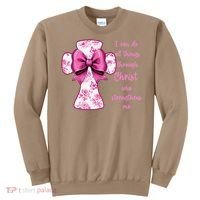 I Can Do All Things Through Christ Toile Cross And Bow Sweatshirt thumb 0