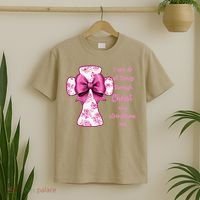 I Can Do All Things Through Christ Toile Cross And Bow T-Shirt thumb 2