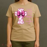 I Can Do All Things Through Christ Toile Cross And Bow T-Shirt thumb 4