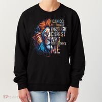 I Can Do All Things Through Christ Lion Faith Religious Women's Sweatshirt thumb 0