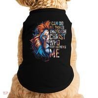 I Can Do All Things Through Christ Lion Faith Religious Doggie Tank thumb 0
