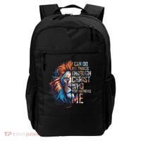 I Can Do All Things Through Christ Lion Faith Religious Backpack thumb 0