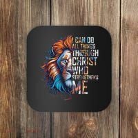 I Can Do All Things Through Christ Lion Faith Religious Coaster thumb 0
