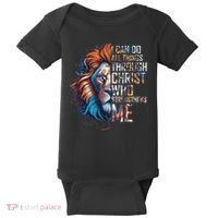 I Can Do All Things Through Christ Lion Faith Religious Baby Bodysuit thumb 0