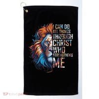 I Can Do All Things Through Christ Lion Faith Religious Golf Towel thumb 0