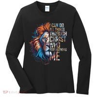 I Can Do All Things Through Christ Lion Faith Religious Women's Long Sleeve Shirt thumb 0