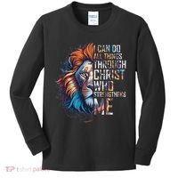 I Can Do All Things Through Christ Lion Faith Religious Kids Long Sleeve Shirt thumb 0