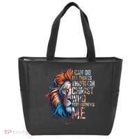 I Can Do All Things Through Christ Lion Faith Religious Tote Bag thumb 0