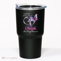 I Can Do All Things Through Christ Butterfly Art Easter Day Tumbler thumb 0