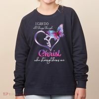 I Can Do All Things Through Christ Butterfly Art Easter Day Women's Sweatshirt thumb 0