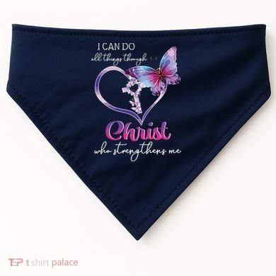 I Can Do All Things Through Christ Butterfly Art Easter Day USA-Made Doggie Bandana