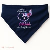 I Can Do All Things Through Christ Butterfly Art Easter Day USA-Made Doggie Bandana thumb 0