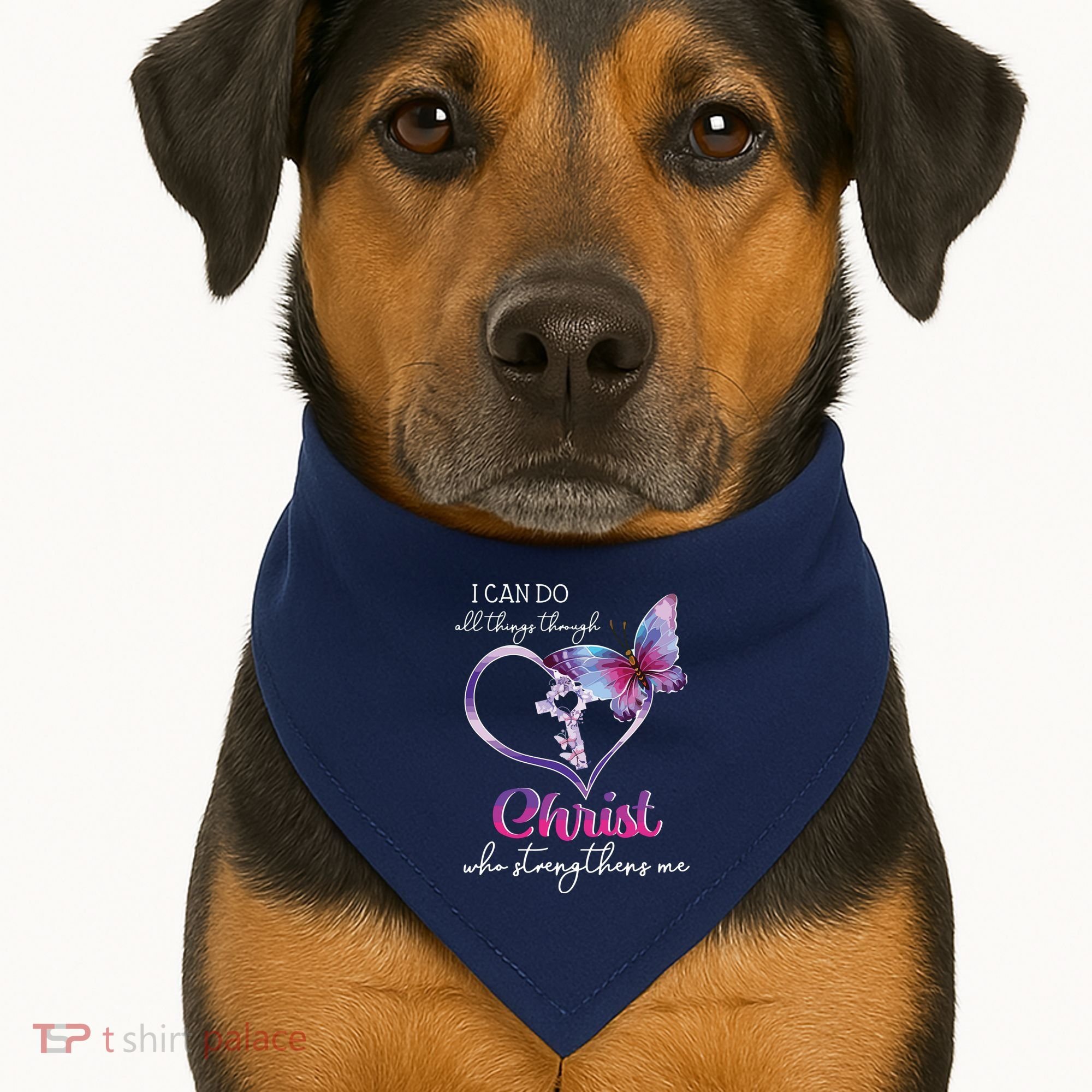 I Can Do All Things Through Christ Butterfly Art Easter Day USA-Made Doggie Bandana