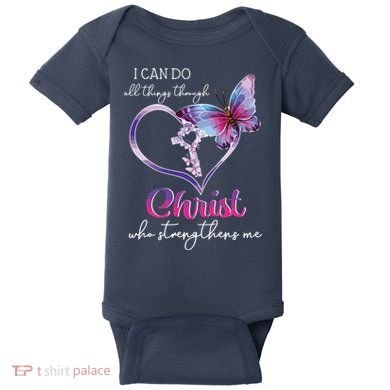 I Can Do All Things Through Christ Butterfly Art Easter Day Baby Bodysuit