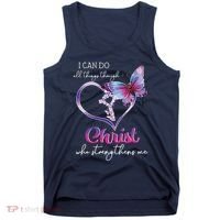 I Can Do All Things Through Christ Butterfly Art Easter Day Tank Top thumb 0