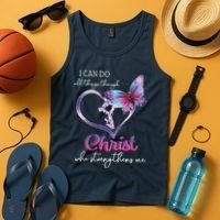 I Can Do All Things Through Christ Butterfly Art Easter Day Tank Top thumb 4