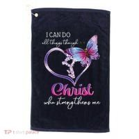 I Can Do All Things Through Christ Butterfly Art Easter Day Golf Towel thumb 0