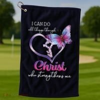 I Can Do All Things Through Christ Butterfly Art Easter Day Golf Towel thumb 1