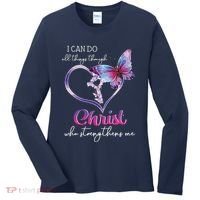I Can Do All Things Through Christ Butterfly Art Easter Day Women's Long Sleeve Shirt thumb 0