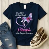 I Can Do All Things Through Christ Butterfly Art Easter Day Women's T-Shirt thumb 3