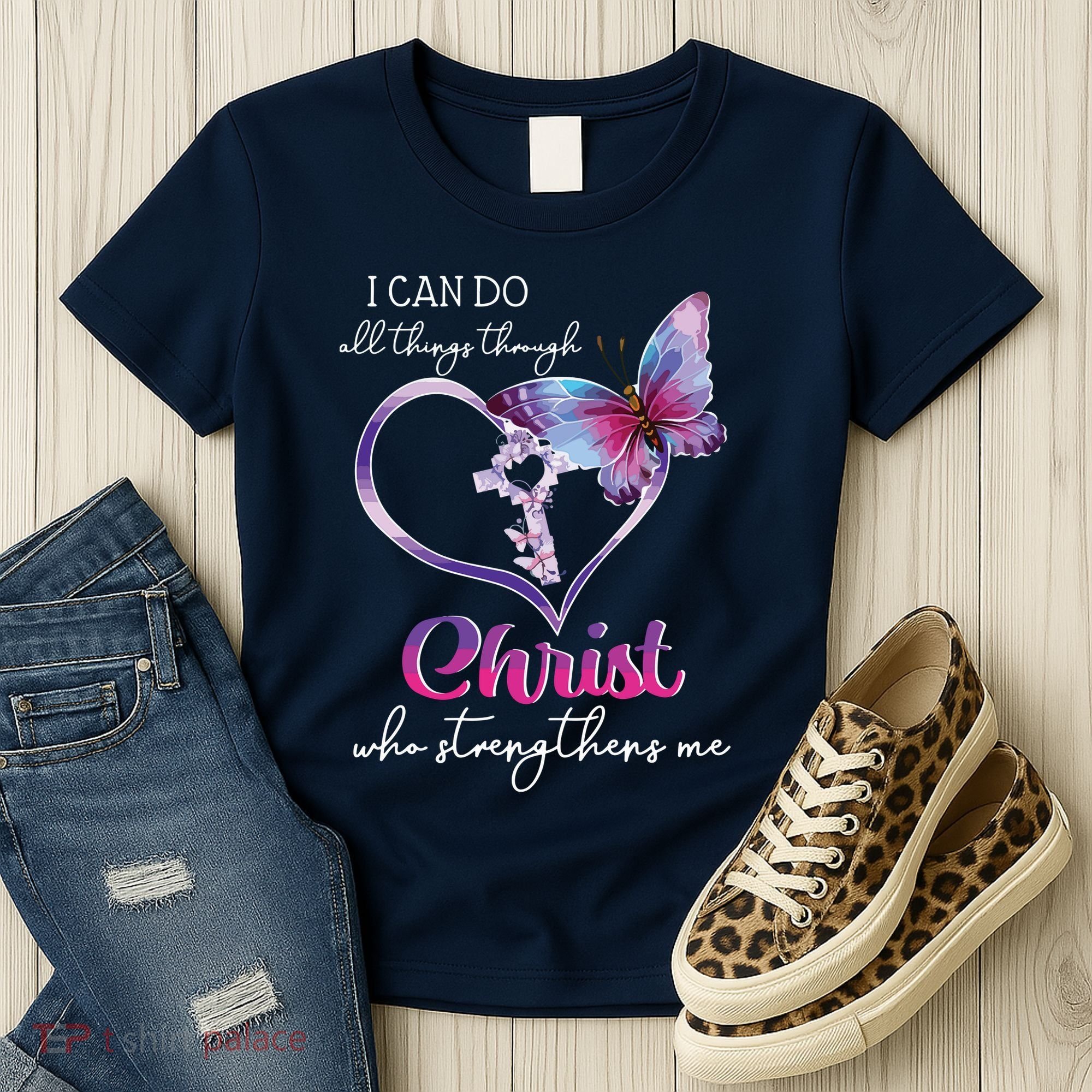 I Can Do All Things Through Christ Butterfly Art Easter Day Women's T-Shirt