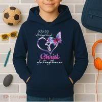 I Can Do All Things Through Christ Butterfly Art Easter Day Kids Hoodie thumb 2