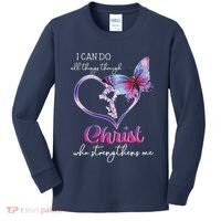 I Can Do All Things Through Christ Butterfly Art Easter Day Kids Long Sleeve Shirt thumb 0