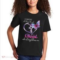 I Can Do All Things Through Christ Butterfly Art Easter Day Kids T-Shirt thumb 2
