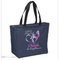I Can Do All Things Through Christ Butterfly Art Easter Day Tote Bag thumb 2