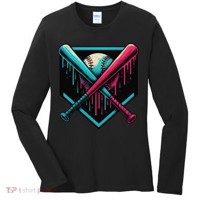 Ice Cream Dripping Baseball Home Plate Drip Respect The Women's Long Sleeve Shirt